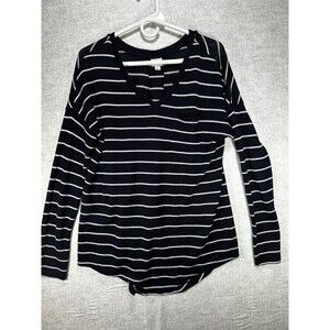 Merona V-neck Navy Blue Striped Nautical Slouch Sweater Oversized Women’s Small